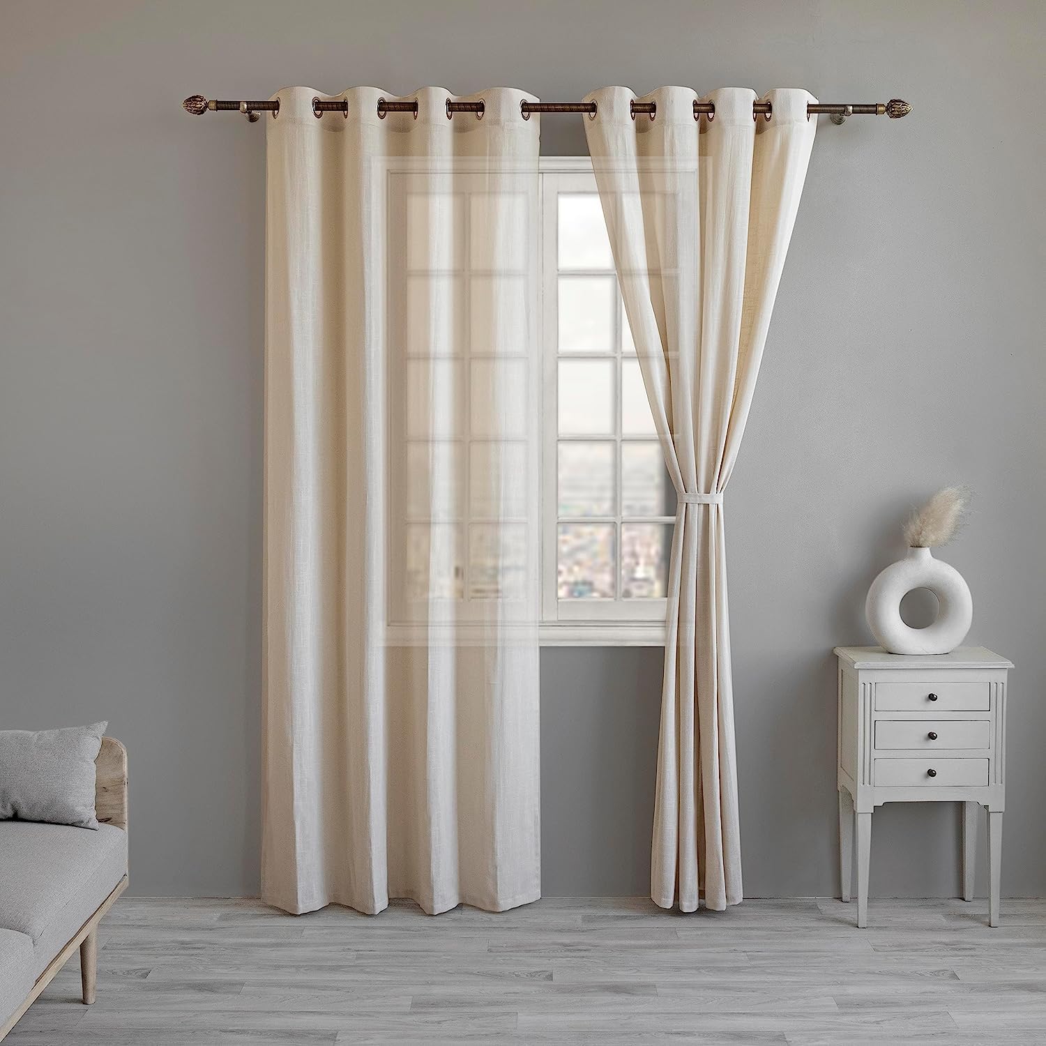 Linen-Blend Sheer Curtains - Elegant Decor