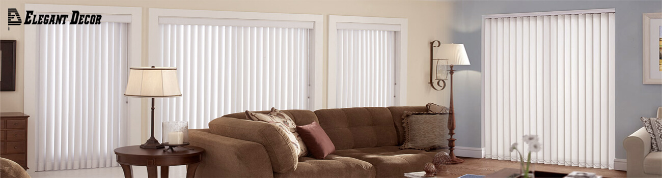 Modern vertical window blinds in a living room Modern vertical window blinds in a living room